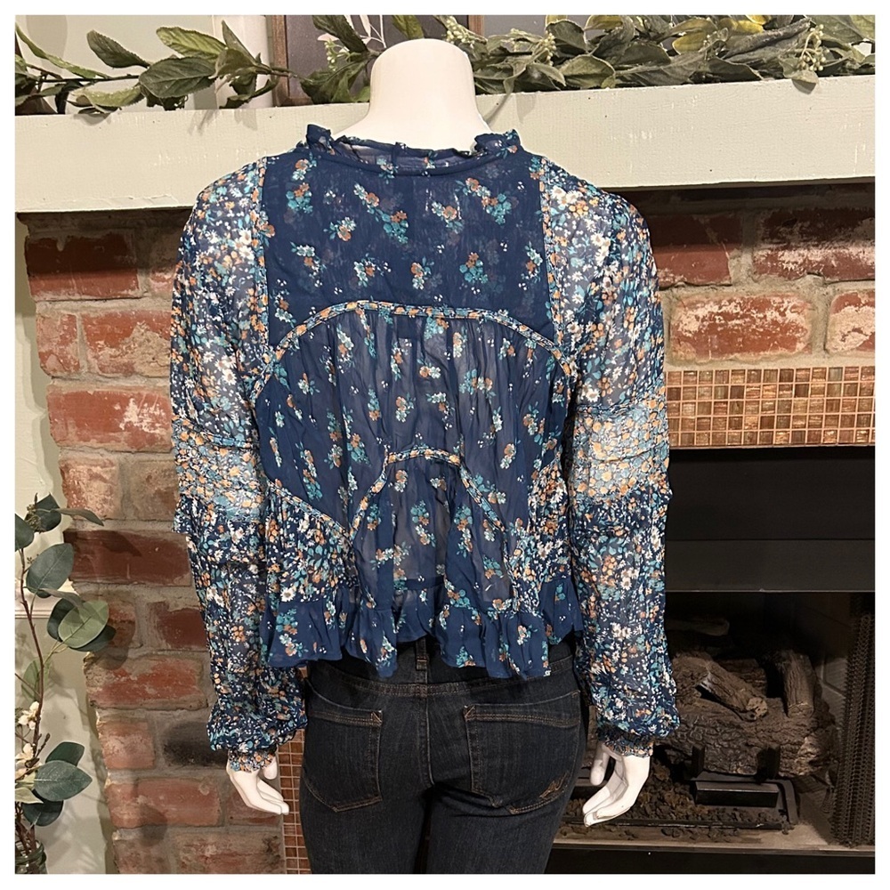 NWT Anthropologie Sheer Babydoll Blouse - Picture 6 of 7